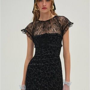 Black Velvet and Lace Dress